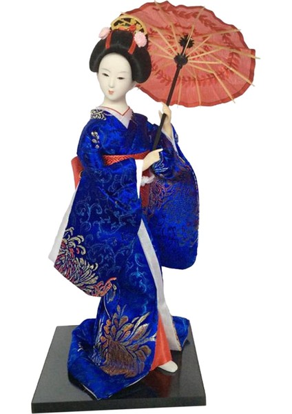 12 Inç Japon Geyşa Japon Geyşa Raf Dekoru Mavi (Yurt Dışından)