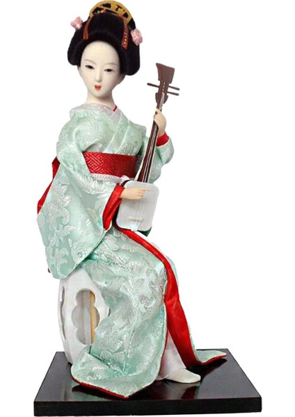 12 Inç Japon Geyşa Japon Geyşa Raf Dekoru Kırmızı ve Açık Yeşil (Yurt Dışından)