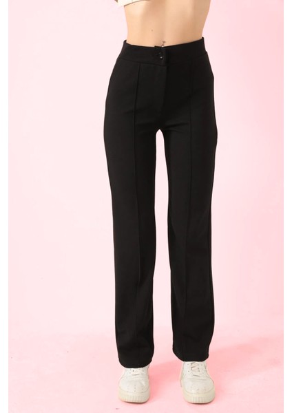 Kadın Yüksek Bel Likralı Toparlayıcı Krep Kumaş Ön Çımalı Palazzo Pantolon fırsatları