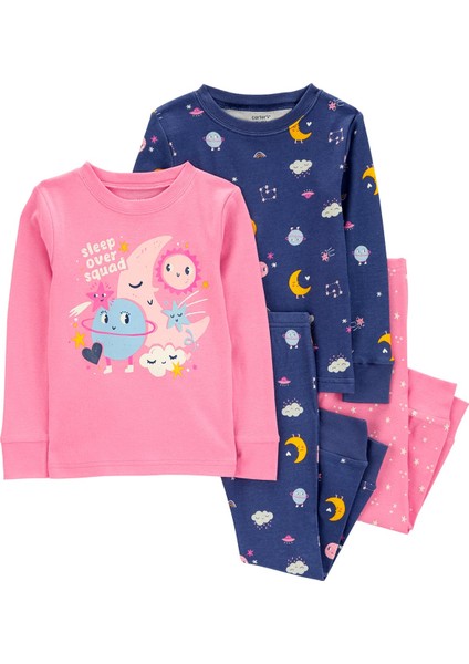 Küçük Kız Çocuk Pijama Set 4'lü Paket