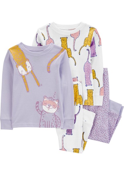 Küçük Kız Çocuk Pijama Set 4'lü Paket