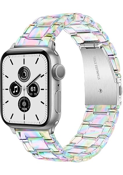 Apple Watch Için Uyumlu Hologram Şeffaf Baklalı Kordon 38 mm 40 mm 41 mm Uyumlu