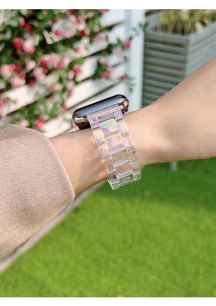 Apple Watch Için Uyumlu Hologram Şeffaf Baklalı Kordon 38 mm 40 mm 41 mm Uyumlu modelleri