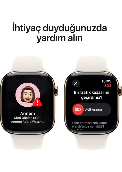 Watch Series 10 GPS + Cellular, 42 mm Altın Rengi Titanyum Kasa ve Yıldız Işığı Spor Kordon - S/M