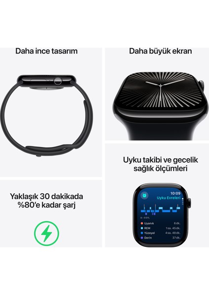 Watch Series 10 GPS + Cellular, 42 mm Altın Rengi Titanyum Kasa ve Yıldız Işığı Spor Kordon - S/M modelleri