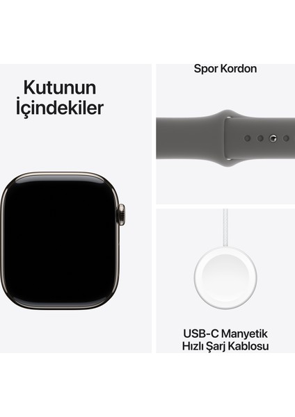 Watch Series 10 GPS + Cellular, 42 mm Natürel Titanyum Kasa ve Taş Grisi Spor Kordon - S/M
