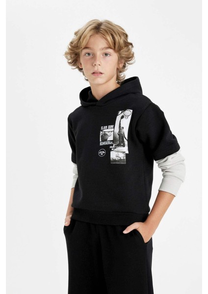 Erkek Çocuk Kapüşonlu Baskılı Sweatshirt C9793A824AU