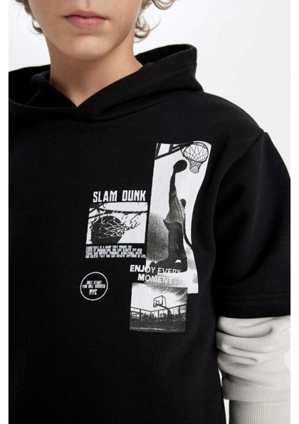 Erkek Çocuk Kapüşonlu Baskılı Sweatshirt C9793A824AU indirimleri