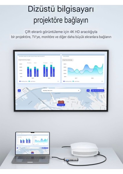 10'un 1'i Type-C Hub Çoklayıcı CE/FC/ROHS Lisanslı 4K Hdm/Usb C Pd/Tf Kart/Sd Kart/Usb A/Usb C/100W/RJ45/Wga Çoklayıcı Dönüştürücü