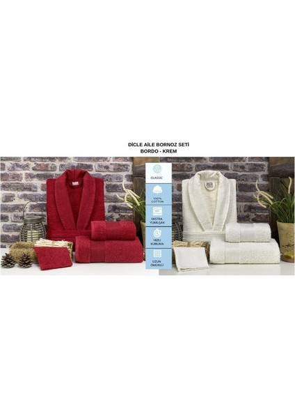Dicle Soft Line 8 Parça Aile Bornoz Seti