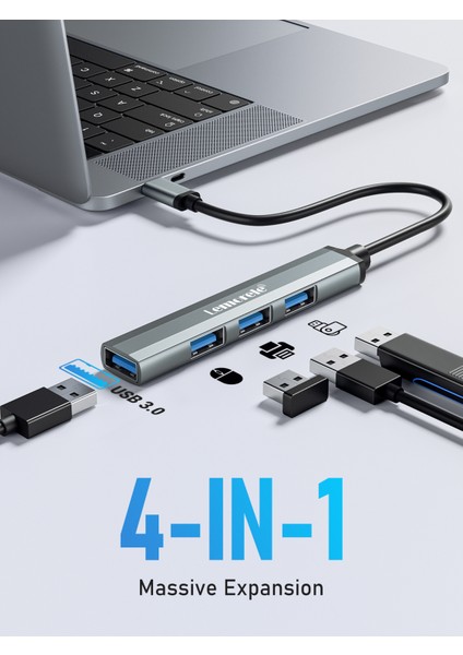 4'in 1'i Hub Çoklayıcı CE/FC/ROHS Lisanslı Usb Girişli 4 Port 3.0 480Mbps Hızlı Sağlam Metal Orginal Şık