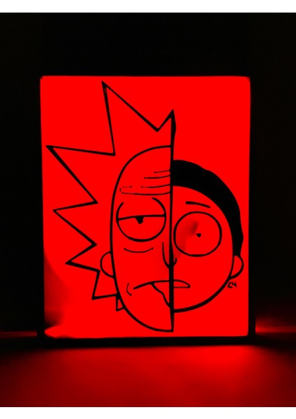 Rick And Morty - Rgb Led Işıklı 3 Boyutlu Tabela - 16cm X 20cm X 2cm (Bluetooth Kontrollü)