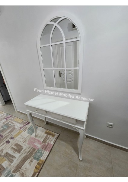 120 cm Çekmeceli Beyaz Dresuar & Ayna Takımı fırsatları