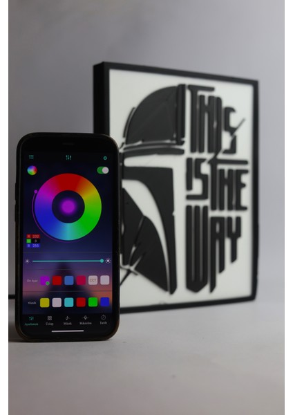 Mandalorian - Rgb Led Işıklı 3 Boyutlu Tabela - 16cm X 20cm X 2cm (Bluetooth Kontrollü)