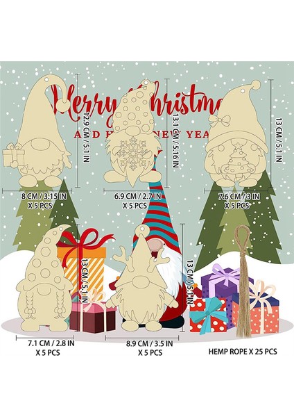 50 Adet Noel Ahşap Cüce Kesik Dilimleri Tamamlanmamış Boş Ahşap Asılı Süsler Kendin Yap El Sanatları Ev Dekoru (Yurt Dışından)