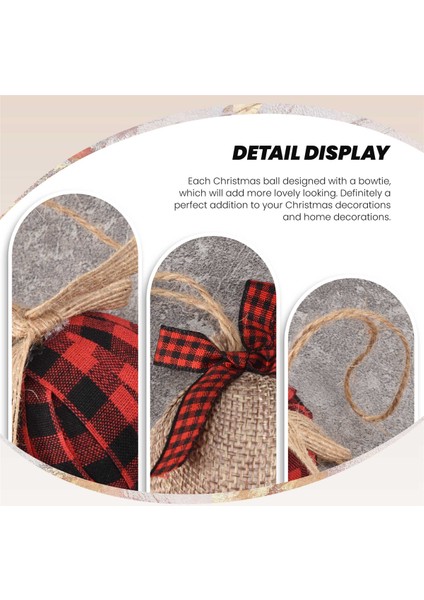 Noel Ağacı Süsleri, 12 Adet 2-1/2 Inç Kırmızı Siyah Kareli Dikişli Çuval Bezi Süslemeleri (Yurt Dışından) indirimleri