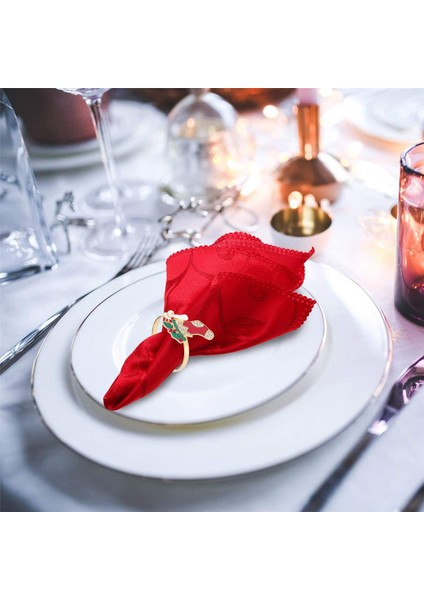 6 Adet Noel Peçete Halkaları Noel Tutucu Çelengi Tatil Yemek Masası Dekorasyonu Için (Yurt Dışından)
