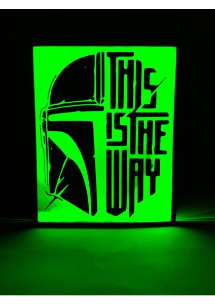 Mandalorian - Rgb Led Işıklı 3 Boyutlu Tabela - 16cm X 20cm X 2cm (Bluetooth Kontrollü)