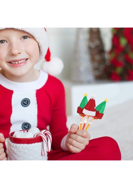 48 Adet Mini Noel Baba Şapkası Lolipop Üstü Topper Kapağı Mutlu Noeller Süslemeleri Şarap Şişesi Koruma Kapağı (Yurt Dışından)