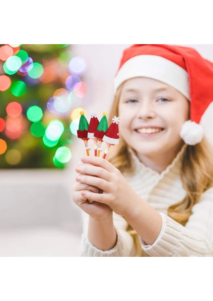 48 Adet Mini Noel Baba Şapkası Lolipop Üstü Topper Kapağı Mutlu Noeller Süslemeleri Şarap Şişesi Koruma Kapağı (Yurt Dışından)