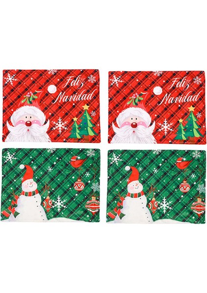 Amerikan Servisleri, Yıkanabilir Masa Örtüleri, Yemek Odası Için Mutfak Amerikan Servisleri Noel - Noel Baba Amerikan Servisleri 4'lü Set (Yurt Dışından)