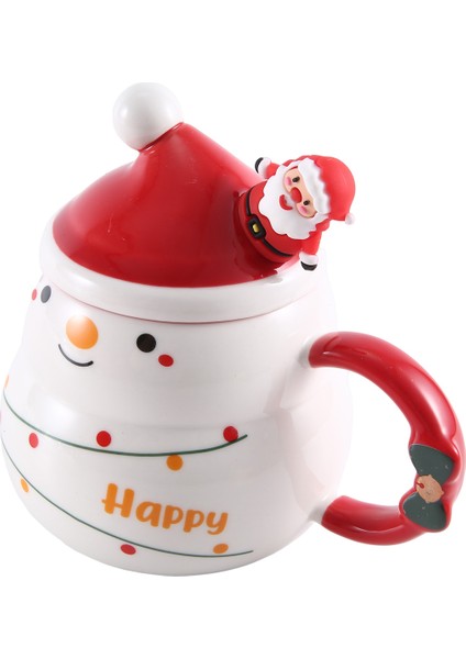 Noel Hediyesi Kapaklı ve Kaşıklı Kupa 430ML Seramik Kahve Fincanları (Yurt Dışından) fiyatları