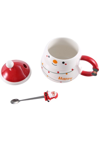 Noel Hediyesi Kapaklı ve Kaşıklı Kupa 430ML Seramik Kahve Fincanları (Yurt Dışından) fırsatları