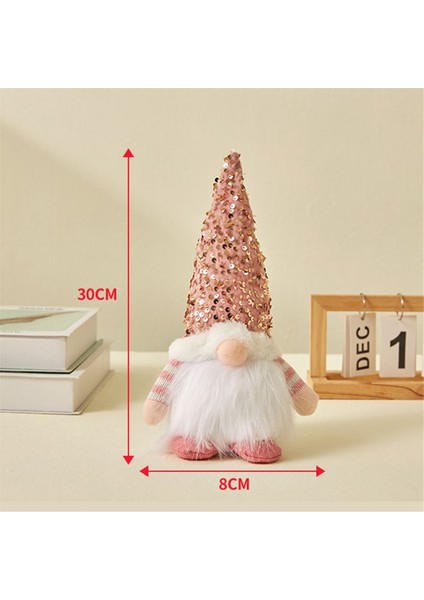 30CM Parlayan LED Noel Bebek Cüce Işıklı Noel Dekoru Ev Noel Noel Yılbaşı Yeni Yıl-Pembe (Yurt Dışından)