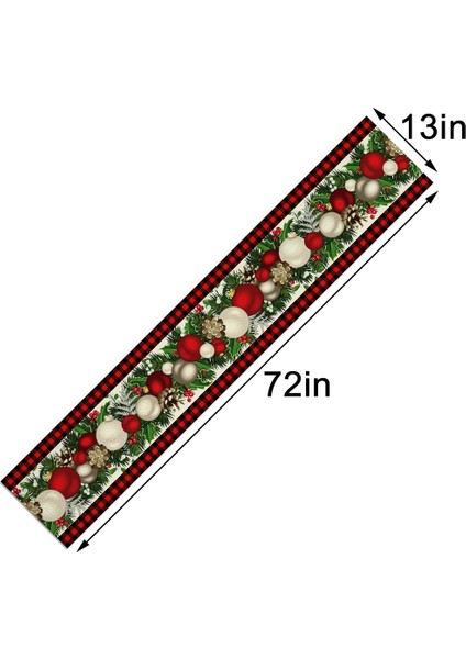 Keten Kırmızı ve Siyah Kareli Noel Masa Örtüsü 72 Inç Uzunluğunda Mevsimlik Kış Dekorasyonu (Yurt Dışından)