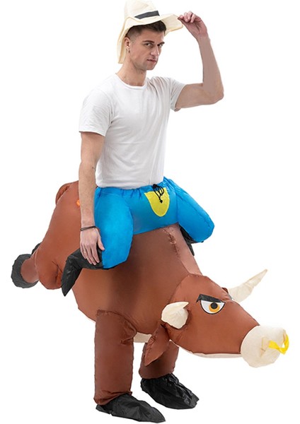 Yetişkin Şişme Boğa Kostümü Inek Üzerinde Binilebilir Öküz Takım Elbise Cadılar Bayramı Cosplay Elbisesi Için Patlayan Giysiler Komik Şık Maskot (Yurt Dışından)
