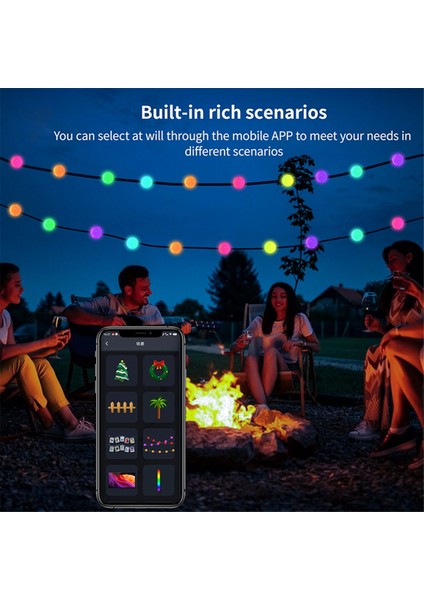 Akıllı LED Rgb Işık Dizisi Açık Hava Dekorasyonu Kendin Yap Ev Dekor Işıkları Lamba Su Geçirmez Gece Kamp Işığı-B (Yurt Dışından)