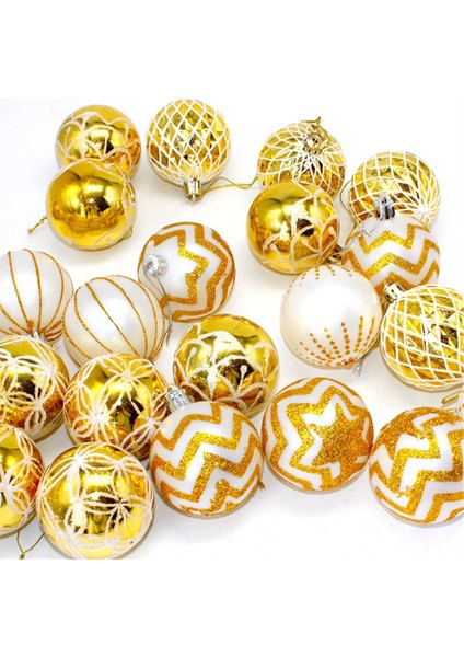 30'lu Paket Noel Topları, 60 mm Altın ve Beyaz Boyalı Kırılmaz Tatil Asılı Süsler Ağaç Dekorasyonu (Yurt Dışından)