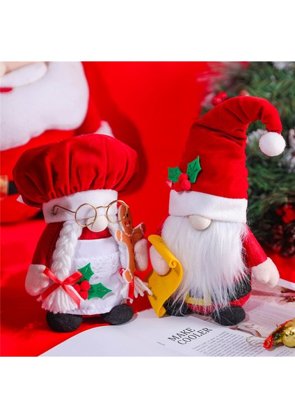 Kırmızı Şef Cüce Bebek Doldurulmuş Cüceler Oyuncak Süsü Noel Sevgililer Günü Düğün Dekor Malzemeleri Stil B (Yurt Dışından)