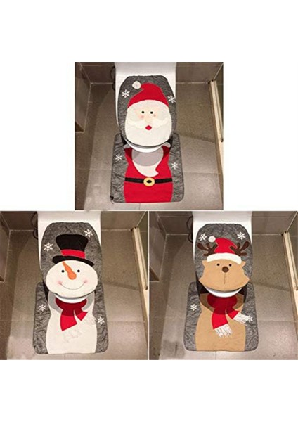 Noel Klozet Kapağı Örtüsü ve Halı Seti Noel Dekorasyonu Banyo Noel Baba Tarzı (Yurt Dışından)