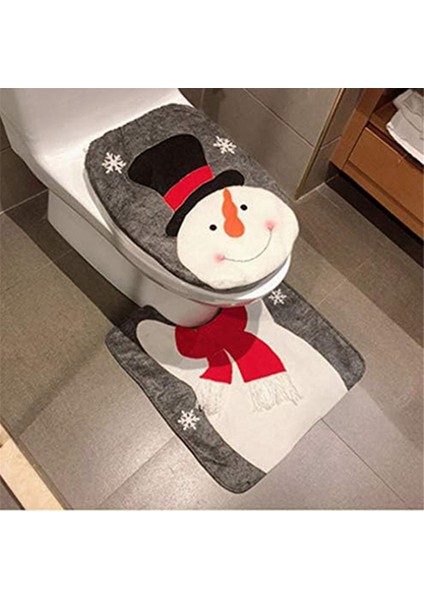 Noel Klozet Kapağı Örtüsü ve Halı Seti Noel Dekorasyonu Banyo Noel Baba Tarzı (Yurt Dışından)