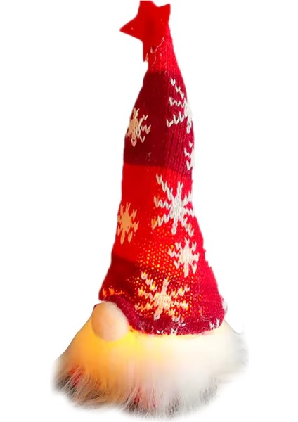 Işıklı Cüce Noel Bebeği Rudolph Aydınlık Cüce Süsleri Ev Noel Yeni Yıl Hediyeleri-Kırmızı (Yurt Dışından)