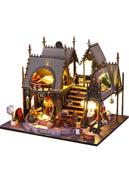 Kendin Yap Ahşap Oda Köşesi Seti, Kitaplık Dekoru Için 3D Puzzle Kitap Desteği, Işıklı Model Kitleri Yetişkinler (Yurt Dışından)