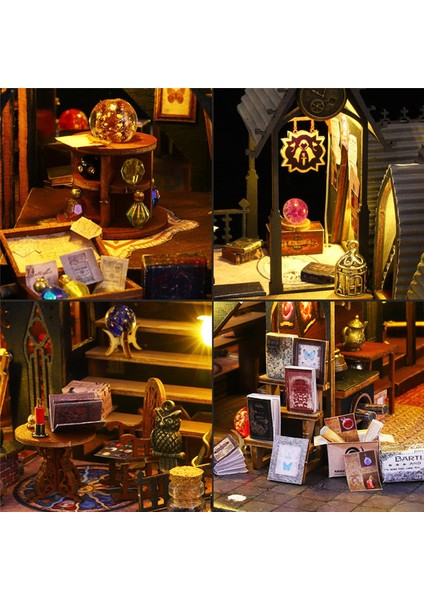 Kendin Yap Ahşap Oda Köşesi Seti, Kitaplık Dekoru Için 3D Puzzle Kitap Desteği, Işıklı Model Kitleri Yetişkinler (Yurt Dışından) fırsatları