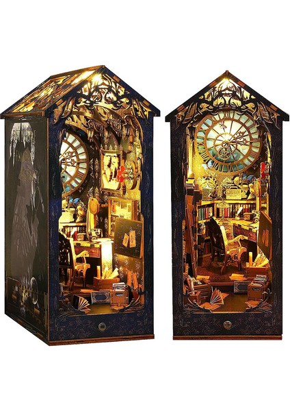 Kendin Yap Kitap Köşesi Seti, Kitap Köşesi Kitaplık Dekor Sokağı, Işıklı, 3D Ahşap Bulmaca Çocuklar/yetişkinler Için Dekoratif (Yurt Dışından) modelleri