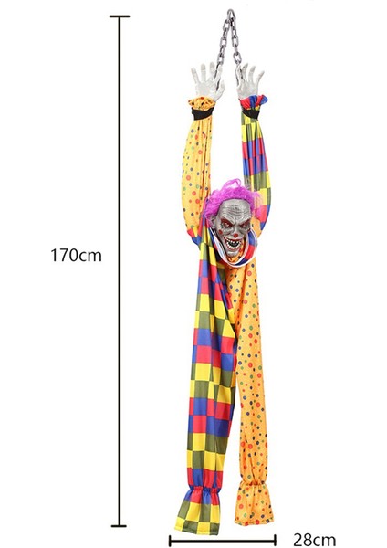 5.6 Ft Cadılar Bayramı Asılı Animasyonlu Konuşan ve Sallanan Korkunç Palyaço Zincirli, Dekor Için Dokunmatik Aktif (Yurt Dışından)