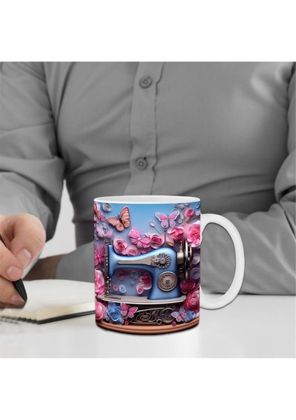 3D Dikiş Makinesi Boyalı Kupa Kahve Çay Süt Kupaları Su Kupası Doğum Günü Noel Hediyeleri Sevgili B (Yurt Dışından)