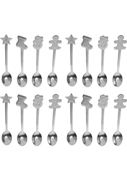 16 Adet Ev Için Noel Süslemeleri Paslanmaz Noel Kahve Kaşıkları Tatlı Kaşığı Sofra Takımı Mutfak Yeni Yıl Hediyeleri Gümüş (Yurt Dışından) fiyatları