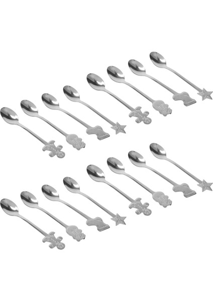 16 Adet Ev Için Noel Süslemeleri Paslanmaz Noel Kahve Kaşıkları Tatlı Kaşığı Sofra Takımı Mutfak Yeni Yıl Hediyeleri Gümüş (Yurt Dışından) modelleri