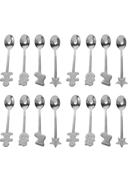 16 Adet Ev Için Noel Süslemeleri Paslanmaz Noel Kahve Kaşıkları Tatlı Kaşığı Sofra Takımı Mutfak Yeni Yıl Hediyeleri Gümüş (Yurt Dışından) fırsatları