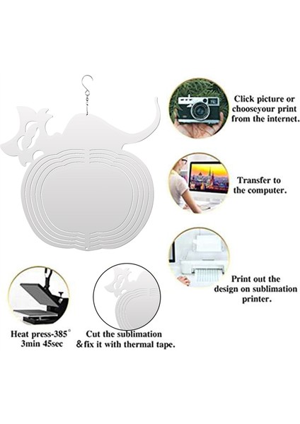 6 Paket 8 Inç Süblimasyon Rüzgar Döndürücü Boşlukları Kapalı Açık Bahçe Dekorasyonu Için Asılı Cadılar Bayramı (Yurt Dışından)