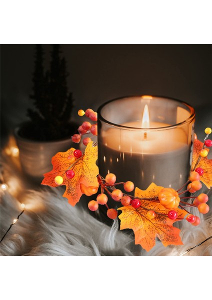 6 Adet Noel Mum Halkaları Çelenk Yapay Meyve Çay Işığı Halkası Şükran Günü Dekorasyonu Için (Yurt Dışından)