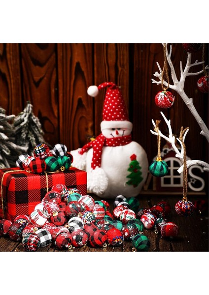 9 Adet Noel Topu Süsleri 3.15 Inç Kontrol Kumaş Sarılı Toplar Dekor Için Kolyeler A (Yurt Dışından)