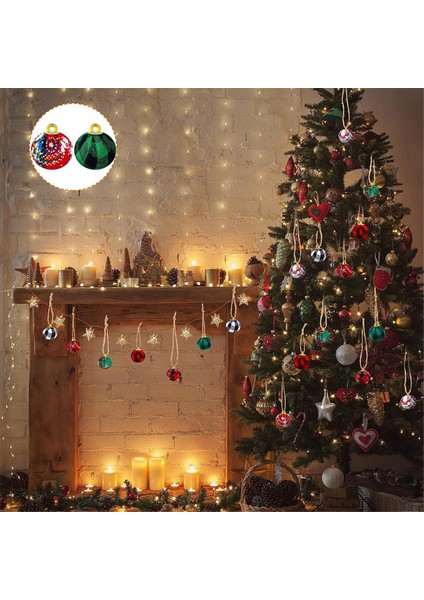 9 Adet Noel Topu Süsleri 3.15 Inç Kontrol Kumaş Sarılı Toplar Dekor Için Kolyeler A (Yurt Dışından)