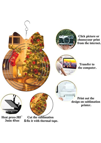 6 Paket 8 Inç Süblimasyon Rüzgar Döndürücüler Boşluklar Asılı Noel Hediyeleri Bell Bahçe Dekorasyonu Için (Yurt Dışından)