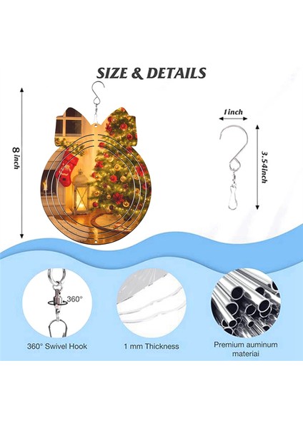 6 Paket 8 Inç Süblimasyon Rüzgar Döndürücüler Boşluklar Asılı Noel Hediyeleri Bell Bahçe Dekorasyonu Için (Yurt Dışından)